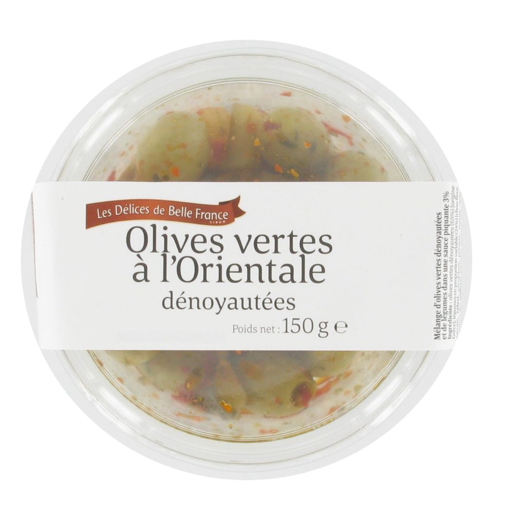Olives vertes a l'orientale denoyautees Les Delices de Belle France : photo du produit rappelé le 04/11/2021