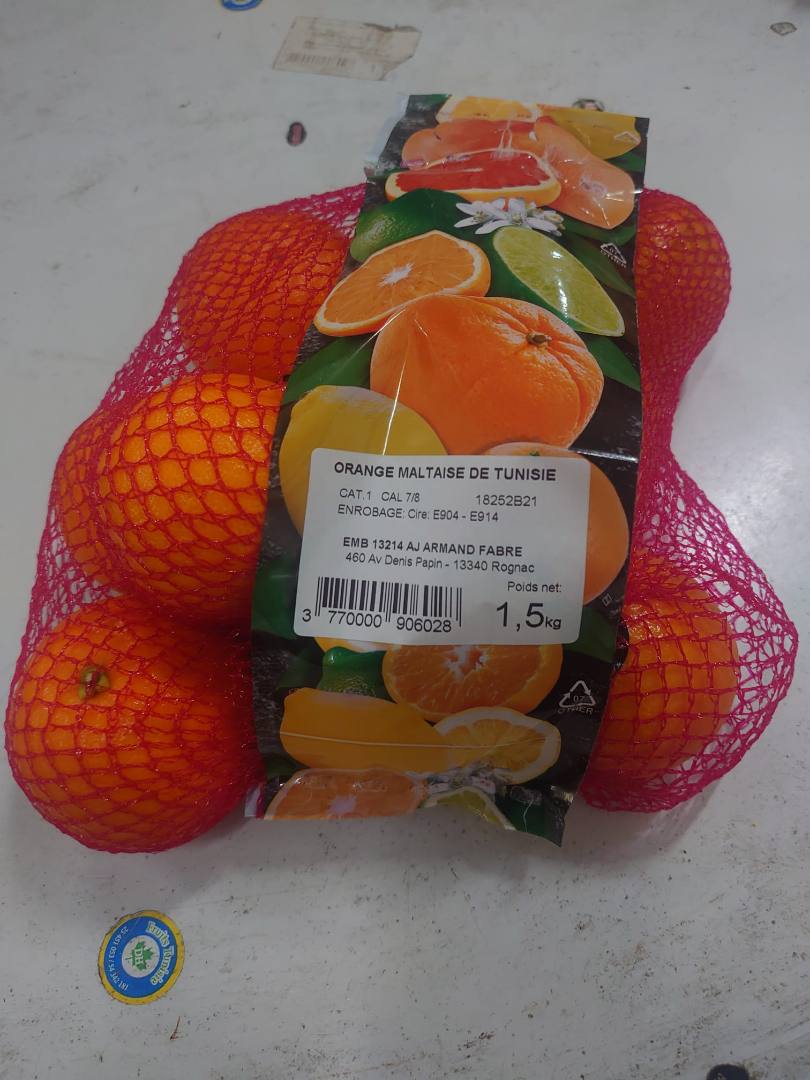 Orange maltaise : photo du produit rappelé le 23/02/2024