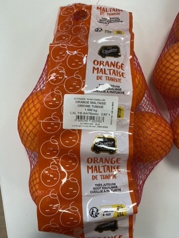Orange maltaise tunisie Orsero, Vrac : photo du produit rappelé le 07/03/2023