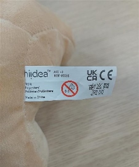 Ours en peluche Hi!dea : photo 3 sur 3 du produit rappelé le 16/07/2026