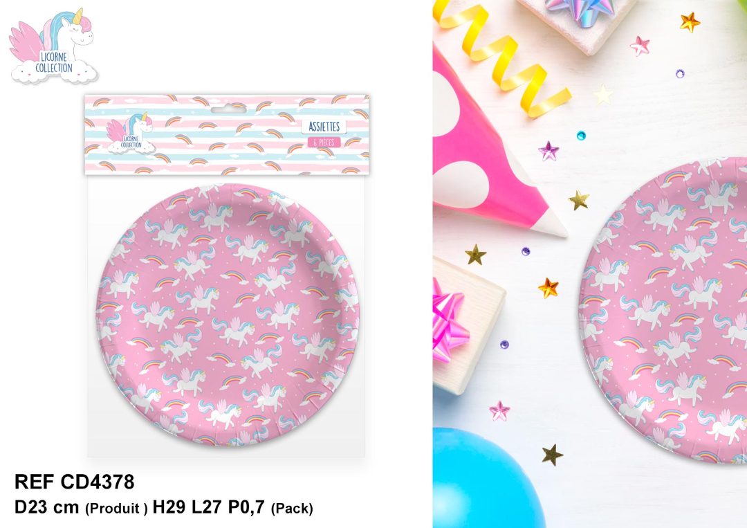 Pack assiettes licorne : photo du produit rappelé le 27/02/2023
