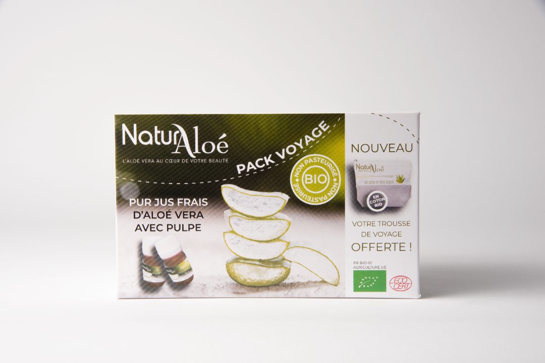 Pack voyage pur jus frais d'aloe vera avec pulpe Naturaloe : photo du produit rappelé le 28/06/2022