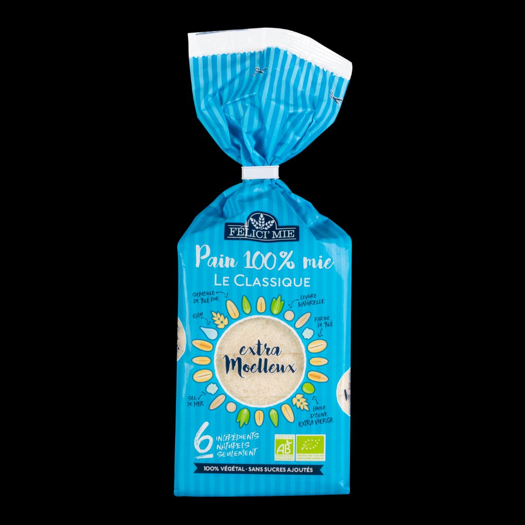 Pain 100% mie le classique 300g & pain 100% mie le complet 300g Felici'mie : photo 2 sur 2 du produit rappelé le 04/07/2025
