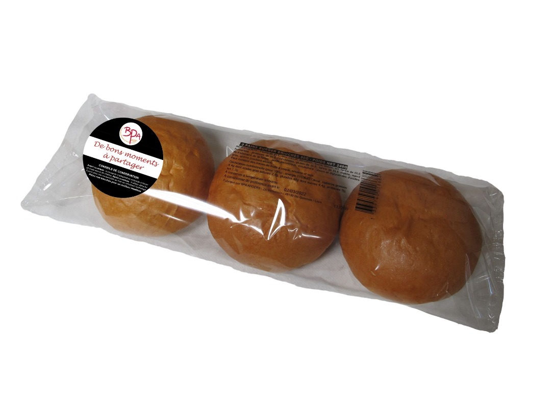 Pain burger brioche 80g BPA : photo du produit rappelé le 25/11/2024