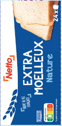 Pain de mie extra moelleux nature Netto 500g : photo du produit rappelé le 17/07/2023