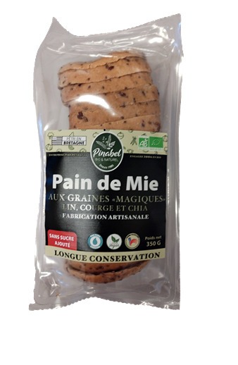 Pain de mie graines magiques lin, courge et chia Pinabel : photo du produit rappelé le 15/07/2026