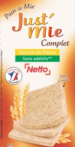 Pain de mie Netto : photo du produit rappelé le 24/08/2021