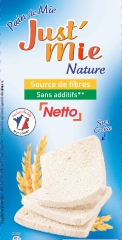 Pain de mie Netto : photo 2 sur 4 du produit rappelé le 24/08/2021