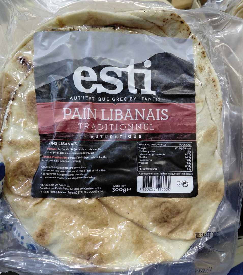 Pain libanais traditionnel Esti By Ifantis : photo du produit rappelé le 02/10/2025