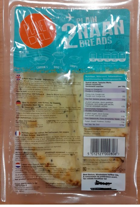 Pain naan nature Planet Deli : photo du produit rappelé le 16/03/2023