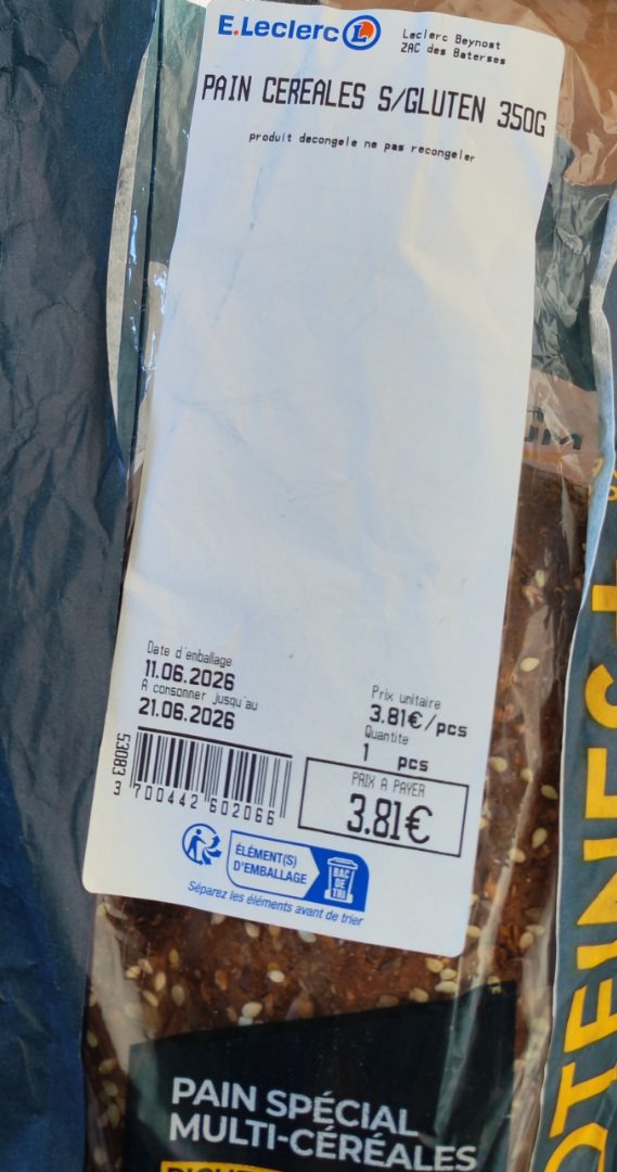 Pain protéines + 400g Leclerc : photo du produit rappelé le 16/06/2026