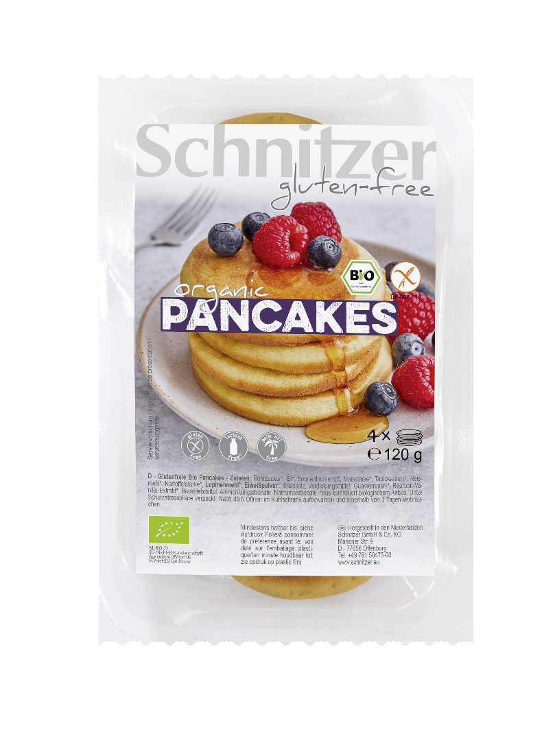 Pancakes bio sans gluten 120g Schnitzer : photo du produit rappelé le 22/07/2022