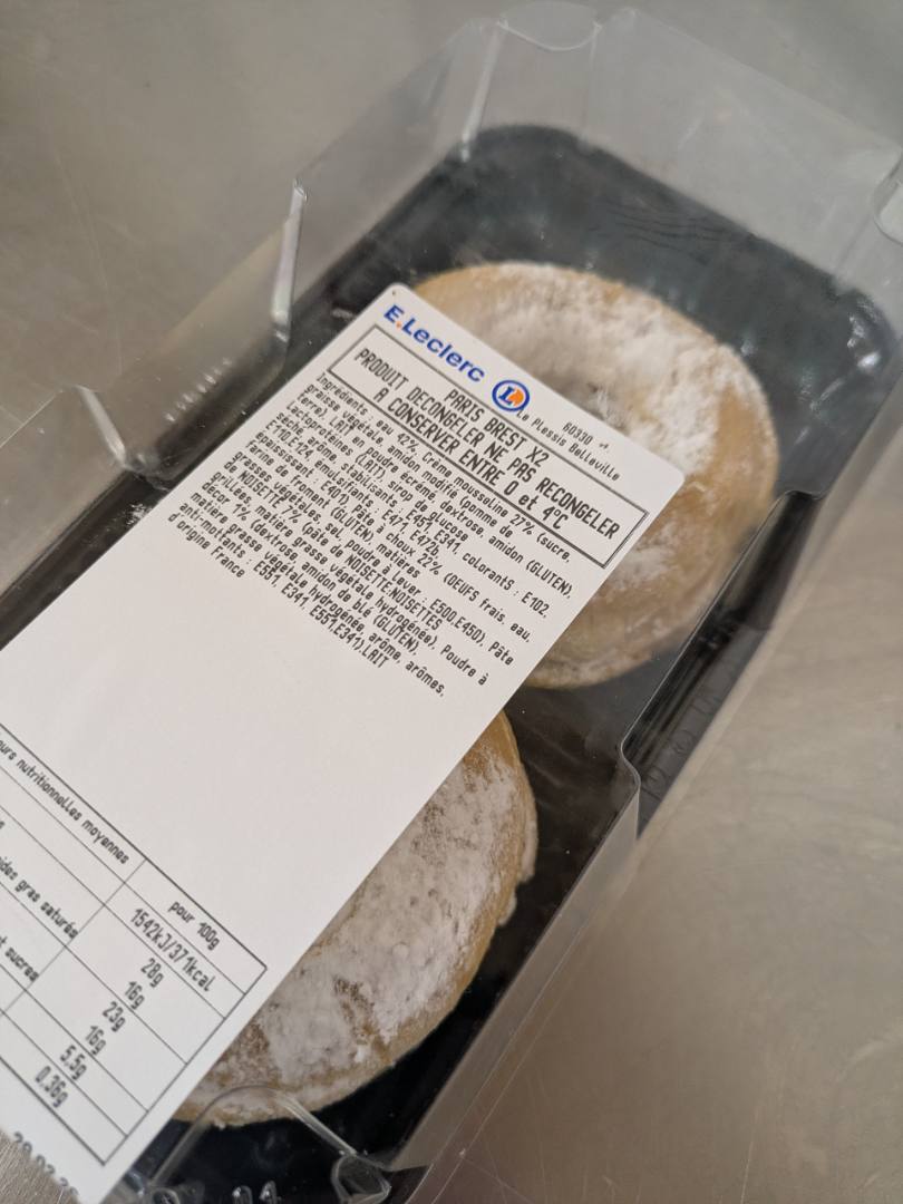 Paris-brest x2 Fabrication Interne : photo du produit rappelé le 27/02/2026