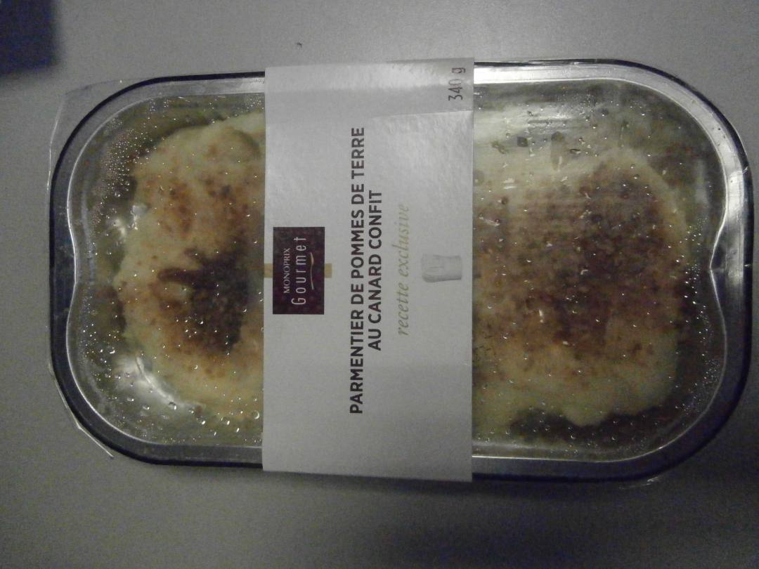 Parmentier de canard 340g Monoprix Gourmet : photo du produit rappelé le 20/08/2025