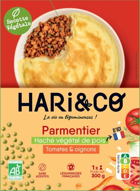 Parmentier haché végétal de pois tomates & oignons 300g Hari&CO : photo du produit rappelé le 16/04/2024