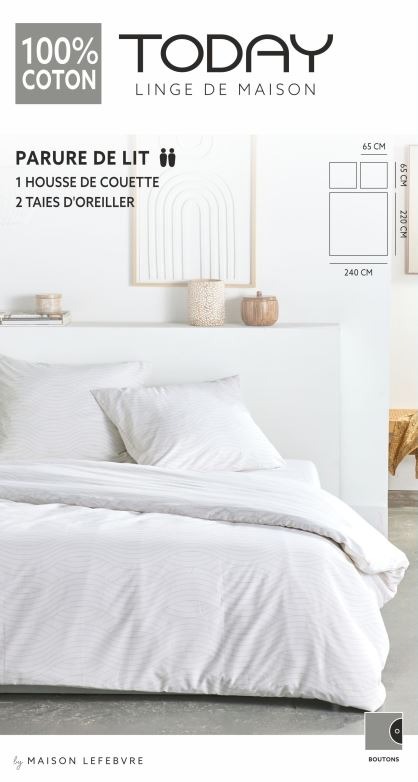 Parure de lit - 1 housse de couette et 2 taies d'oreiller Today : photo du produit rappelé le 16/03/2026