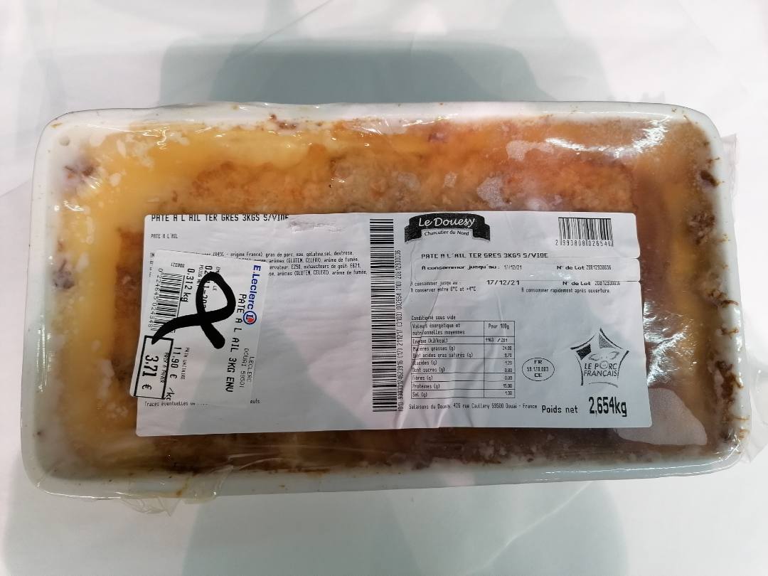 Pâté a l'ail Le Douesy : photo du produit rappelé le 05/11/2021