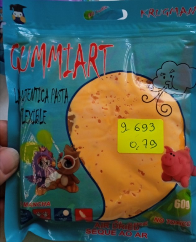 Pâte à modeler (divers couleurs) Gummiart : photo du produit rappelé le 01/08/2025