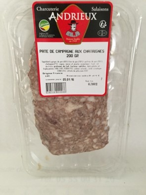Pate aux chataignes 200g Andrieux : photo du produit rappelé le 24/10/2025