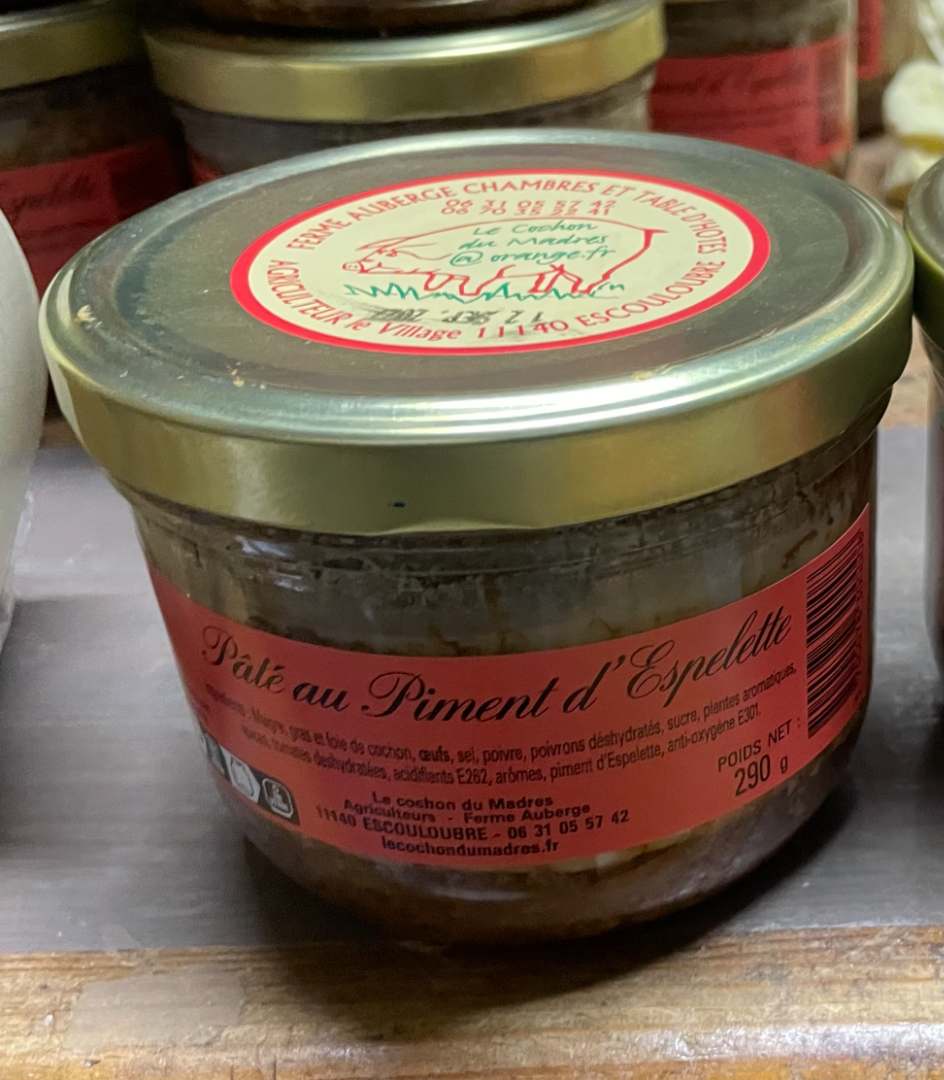 Pâté aux piment d'espelette 290 g Le Cochon du Madres : photo du produit rappelé le 15/07/2025