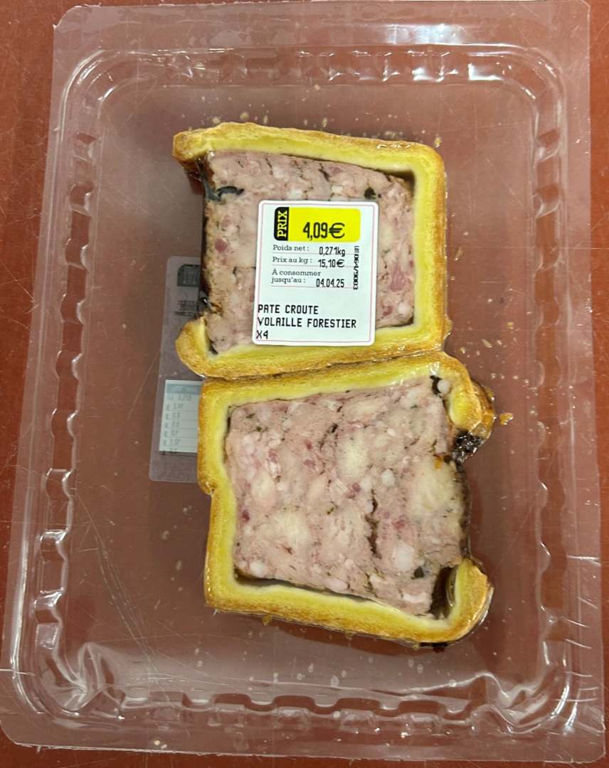 Pate croute de volaille forestier Affrais : photo du produit rappelé le 08/03/2025