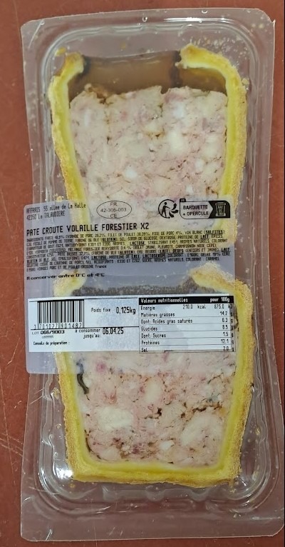 Pate croute de volaille forestier Affrais : photo 3 sur 4 du produit rappelé le 08/03/2025
