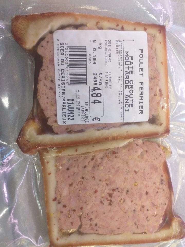 Pâté croute moutarde ancienne Scea du Cerisier : photo du produit rappelé le 20/05/2022