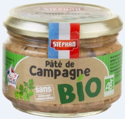 Pâté de campagne bio stéphan 180g : photo du produit rappelé le 22/06/2022