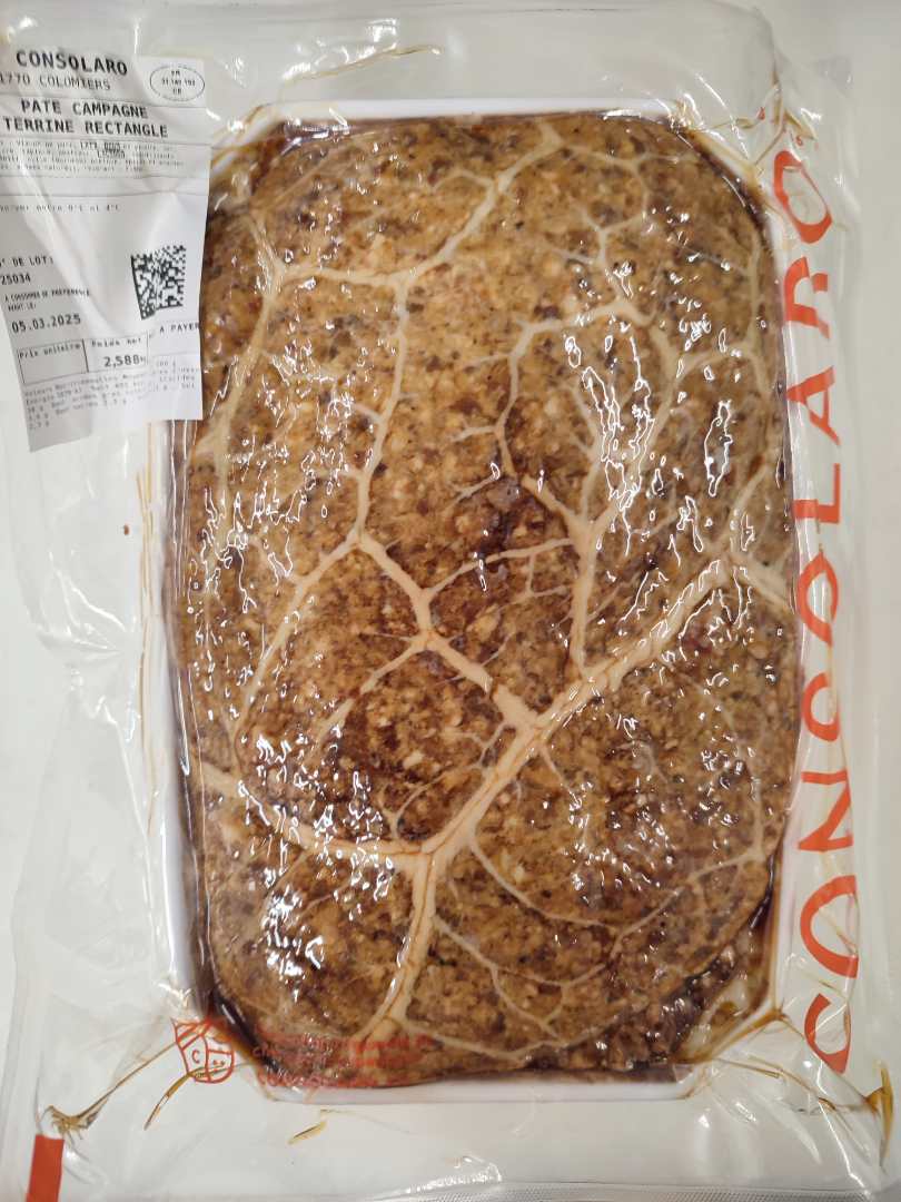 Pâté de campagne Consolaro : photo du produit rappelé le 13/02/2025