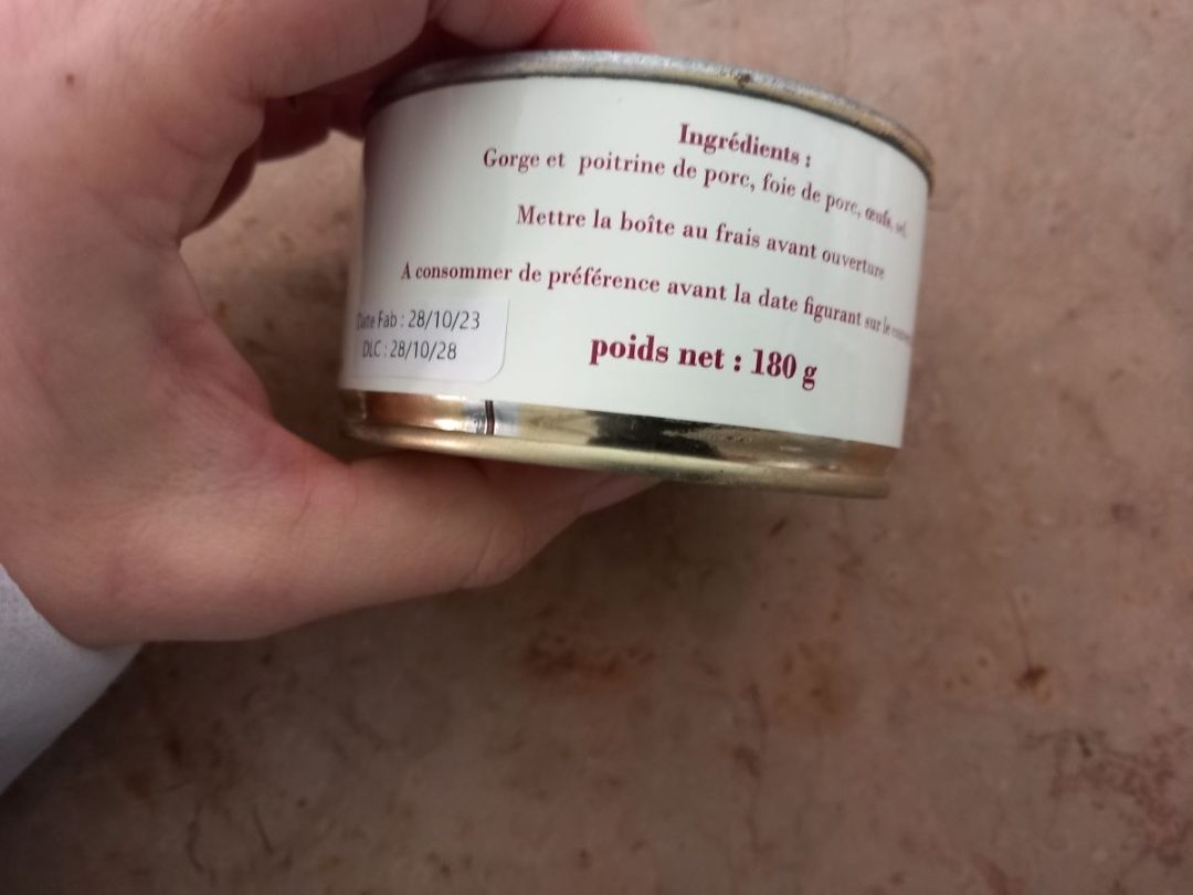Pâté de campagne espinasse traiteur : photo 2 sur 2 du produit rappelé le 24/01/2024
