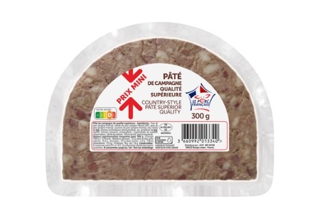 Pâté de campagne supérieur 300g prix mini Prixmini : photo du produit rappelé le 09/02/2024