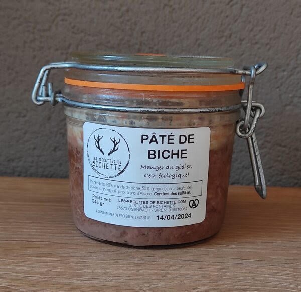 Pâté de cerf, de biche, de daim et de chamois Les Recettes de Bichette : photo du produit rappelé le 21/05/2024