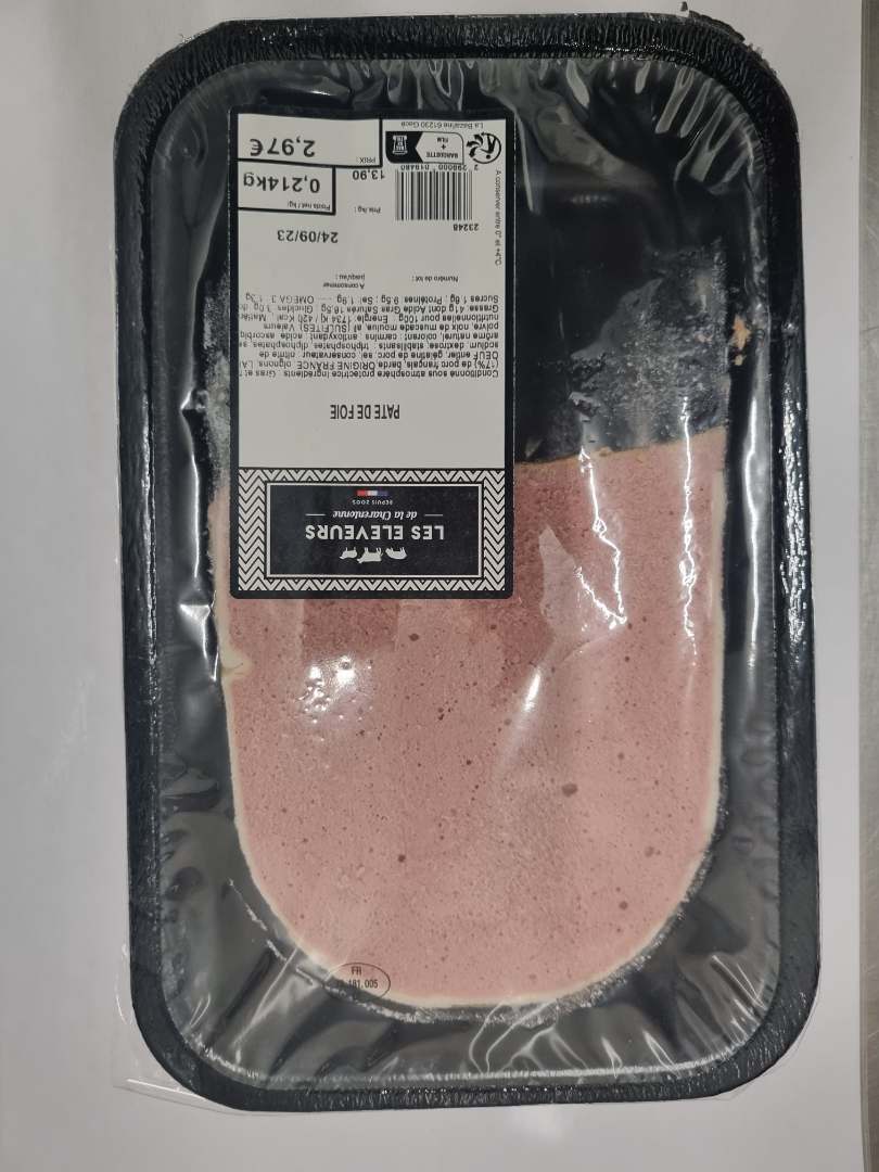 Pate de foie 250 gr s/atm Les Eleveurs de la Charentonne : photo du produit rappelé le 20/09/2023