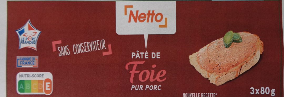 Pâté de foie pur porc Netto : photo du produit rappelé le 28/07/2023