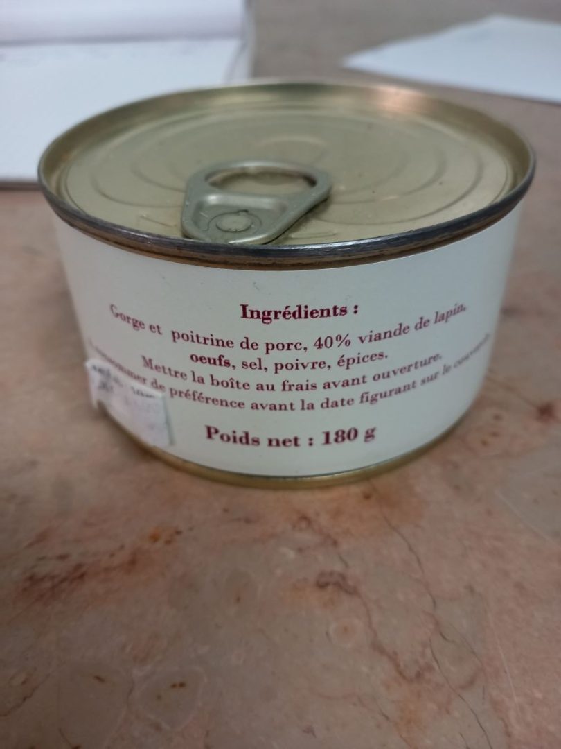 Pâté de lapin espinasse traiteur : photo 2 sur 2 du produit rappelé le 24/01/2024