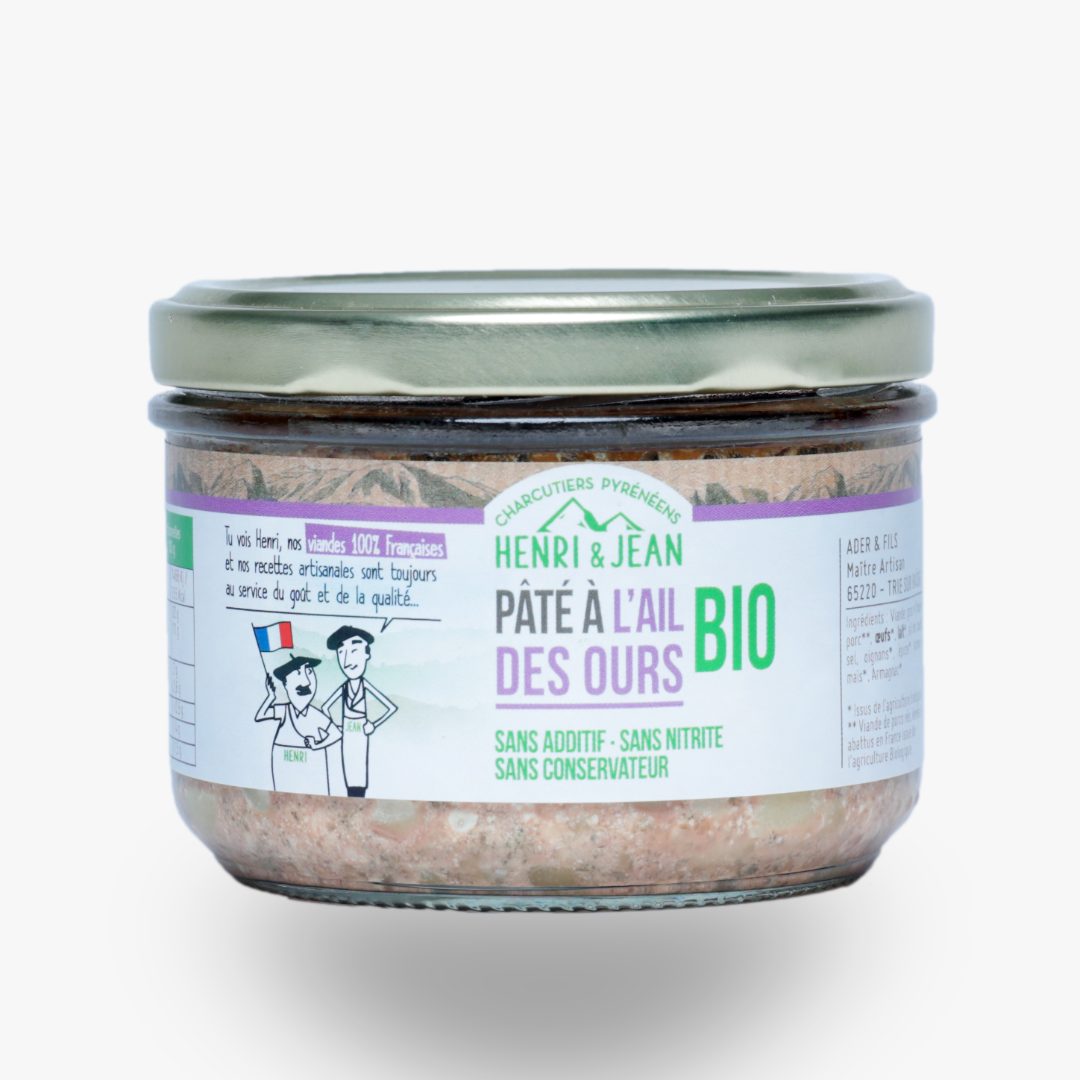 Pâté de porc à l'ail des ours bio 180g Henri et Jean : photo du produit rappelé le 18/06/2025