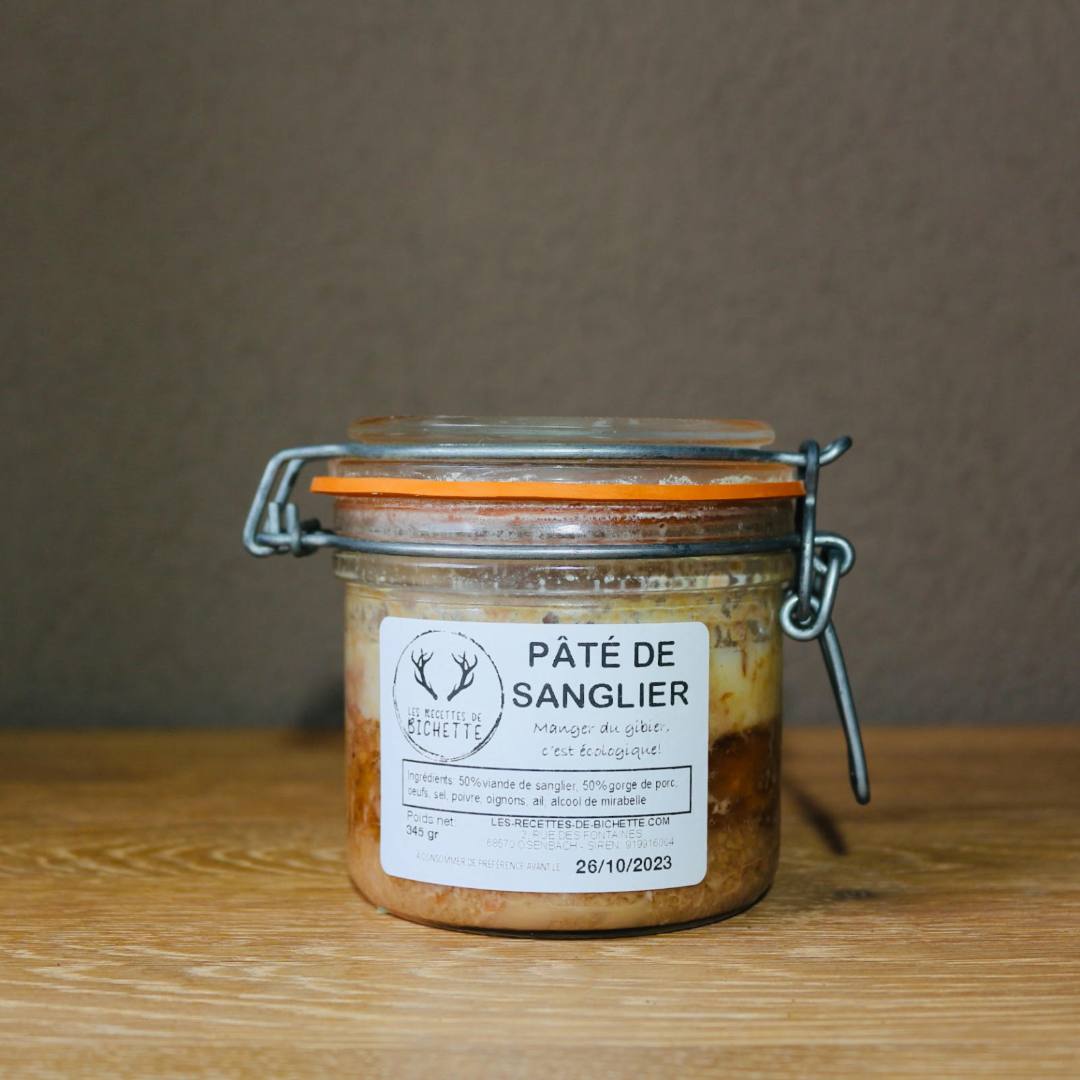 Pâté de sanglier et plats cuisinés à base Les Recettes de Bichette : photo du produit rappelé le 22/05/2024
