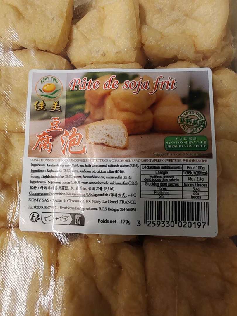 Pate de soja frit Komy : photo du produit rappelé le 17/03/2026