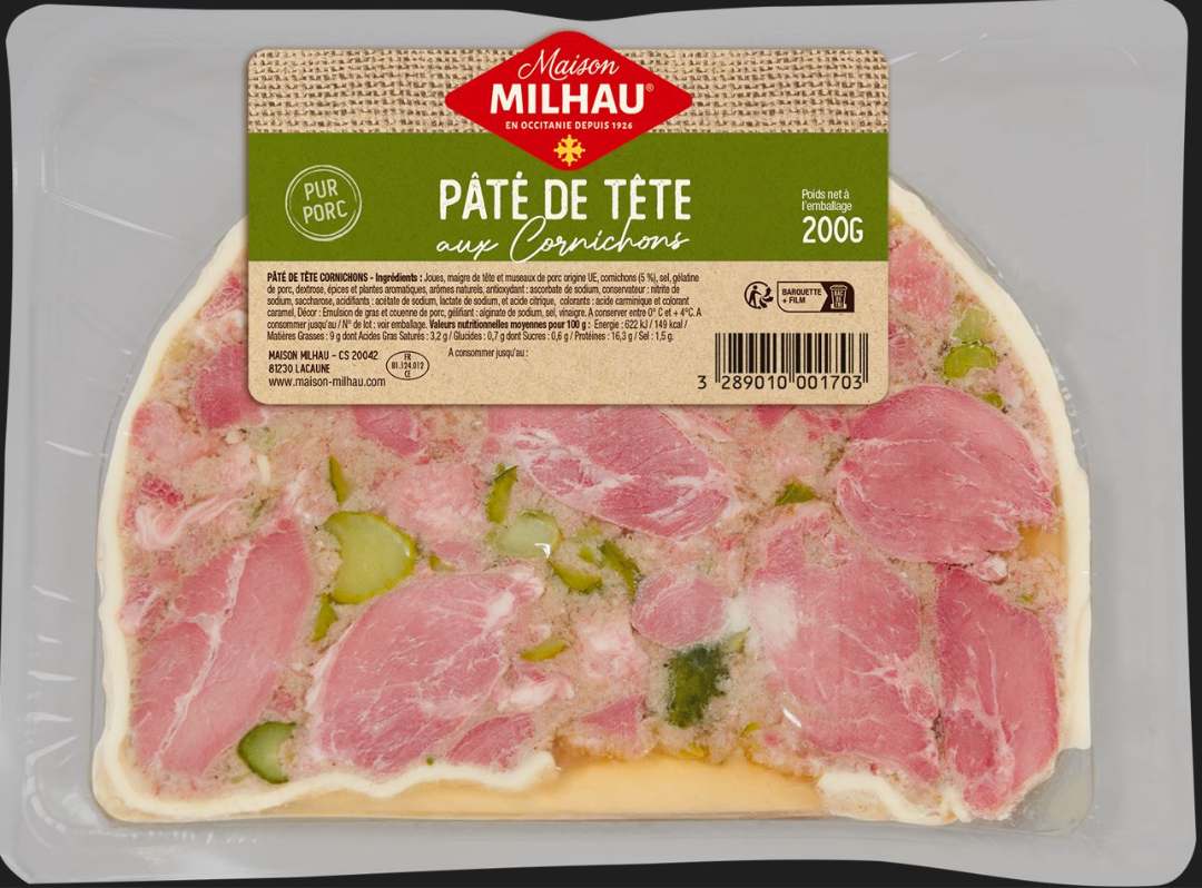 Pâté de tête aux cornichons Maison Milhau : photo du produit rappelé le 18/06/2024