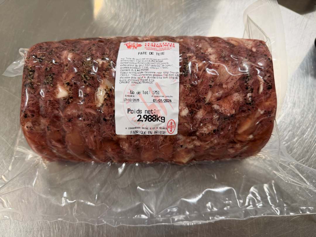 Pate de tete Charcuterie Commenges : photo 2 sur 2 du produit rappelé le 17/12/2025