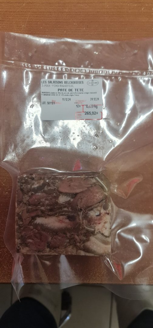 Pate de tête Les Salaisons Belcairoises : photo du produit rappelé le 02/01/2025