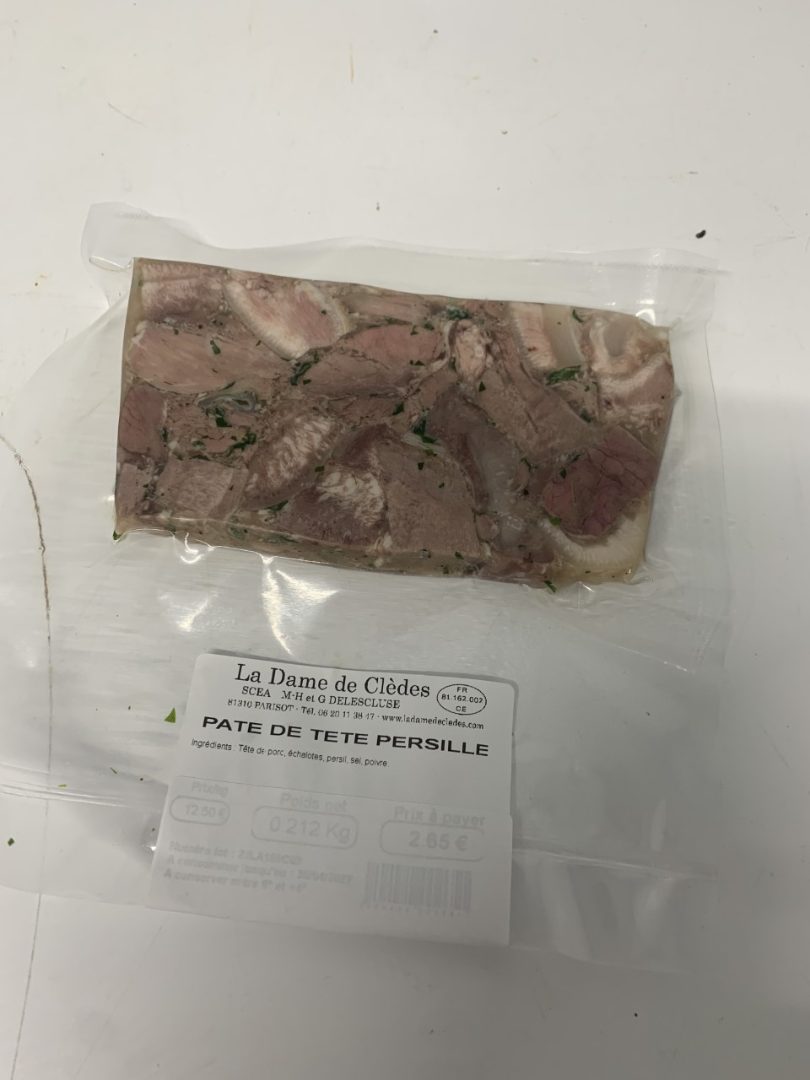 Pate de tete persille La Dame de Clèdes : photo du produit rappelé le 22/04/2022