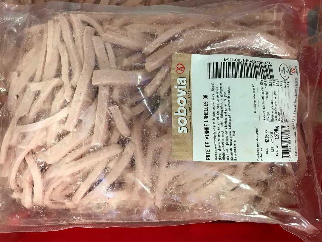 Pâté de viande lamelles Sobovia : photo du produit rappelé le 26/04/2022