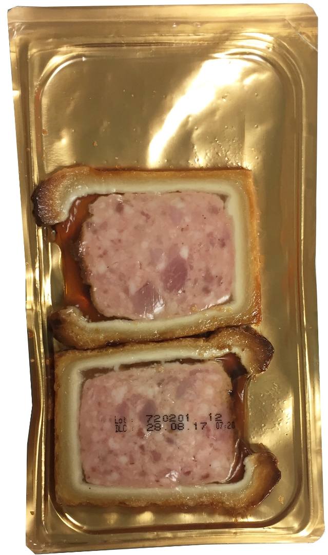 Pâté en croûte 2 tranches (diverses variétés) : photo du produit rappelé le 17/10/2022