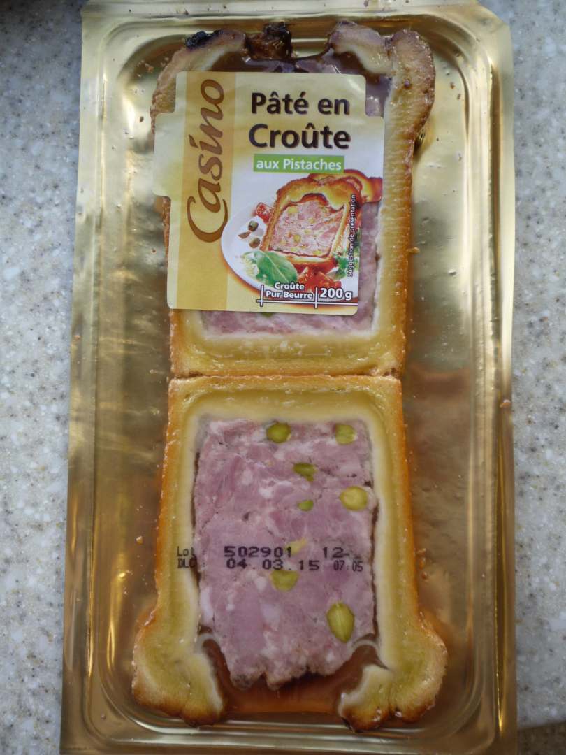 Pâté en croûte aux pistaches et nature Casino : photo du produit rappelé le 17/10/2022