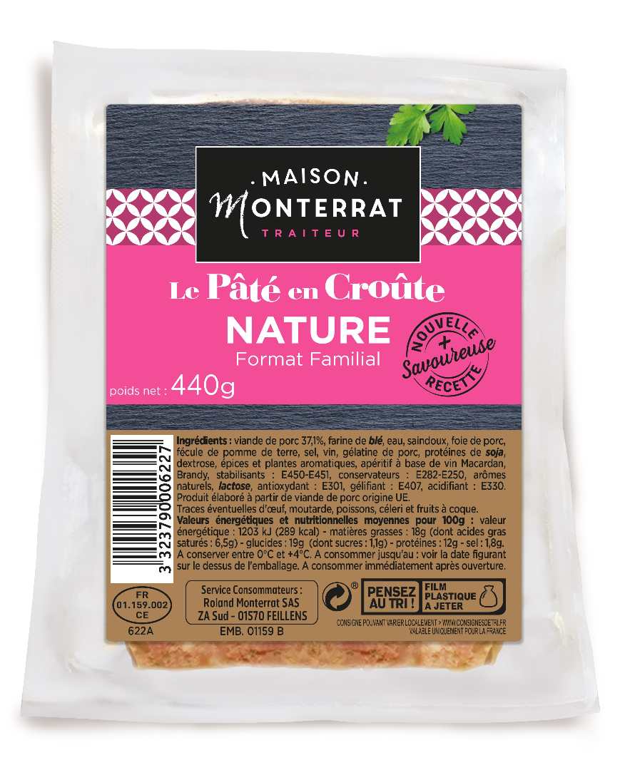 Pâté en croûte en tranches Maison Monterrat : photo du produit rappelé le 17/10/2022