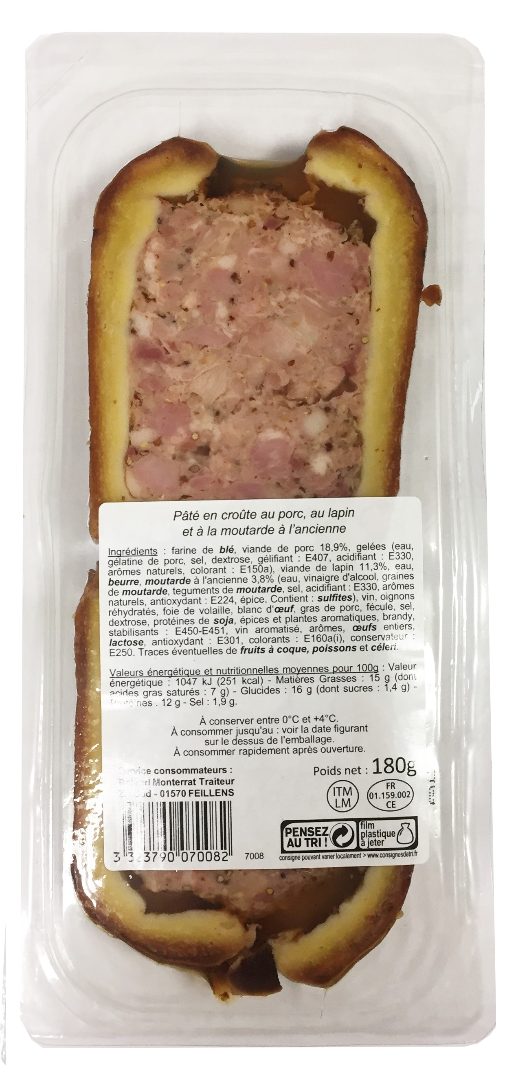 Pâté en croûte en tranches Maison Monterrat : photo 4 sur 5 du produit rappelé le 17/10/2022