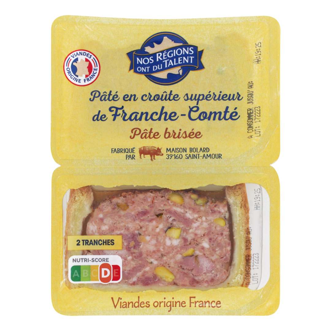 Paté en croute supérieur de franche-comté 2x100g Nos Regions Ont du Talent : photo du produit rappelé le 22/09/2025