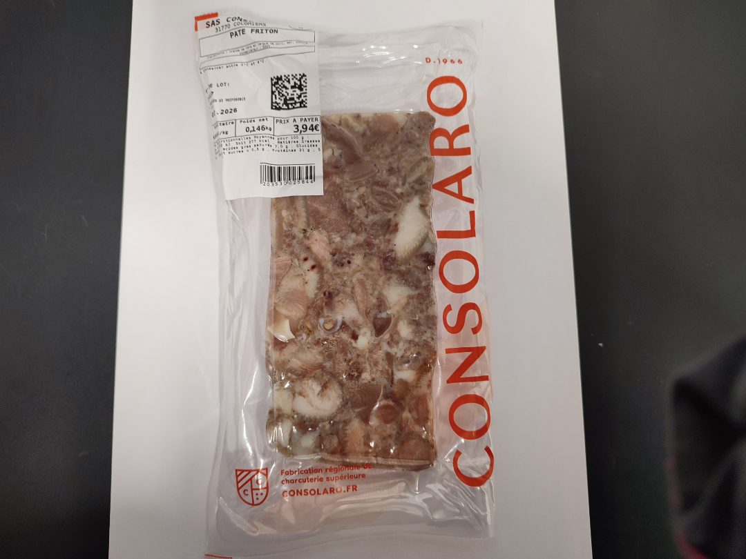 Pâté friton Consolaro : photo du produit rappelé le 09/02/2026