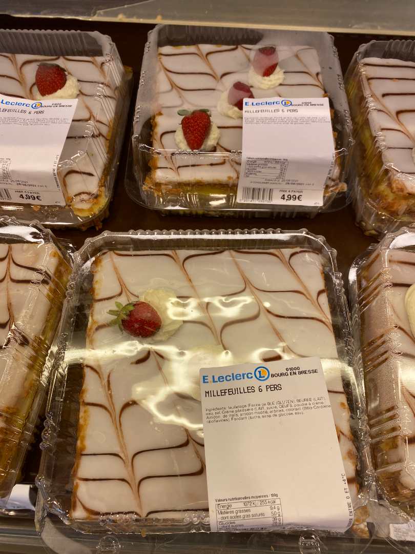 Pâtisserie : millefeuille Sans Marque - Fabrication par le Magasin : photo du produit rappelé le 25/08/2021